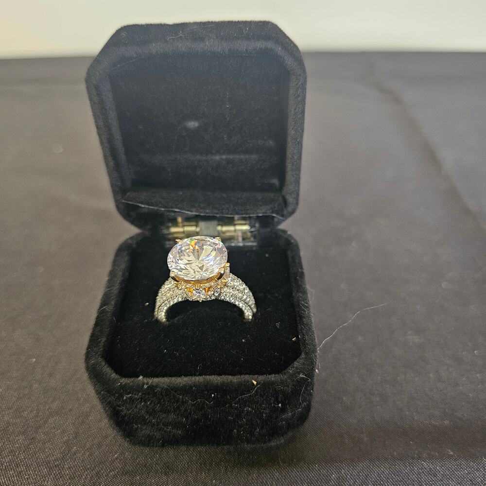 JTV Bella Luce 4.5ctw Round Halo Ring 925 Sterling Sz 8 Two Tone - Picture 2 of 7